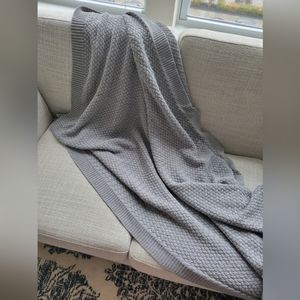 Boll & Branch gray sweater weave throw blanket